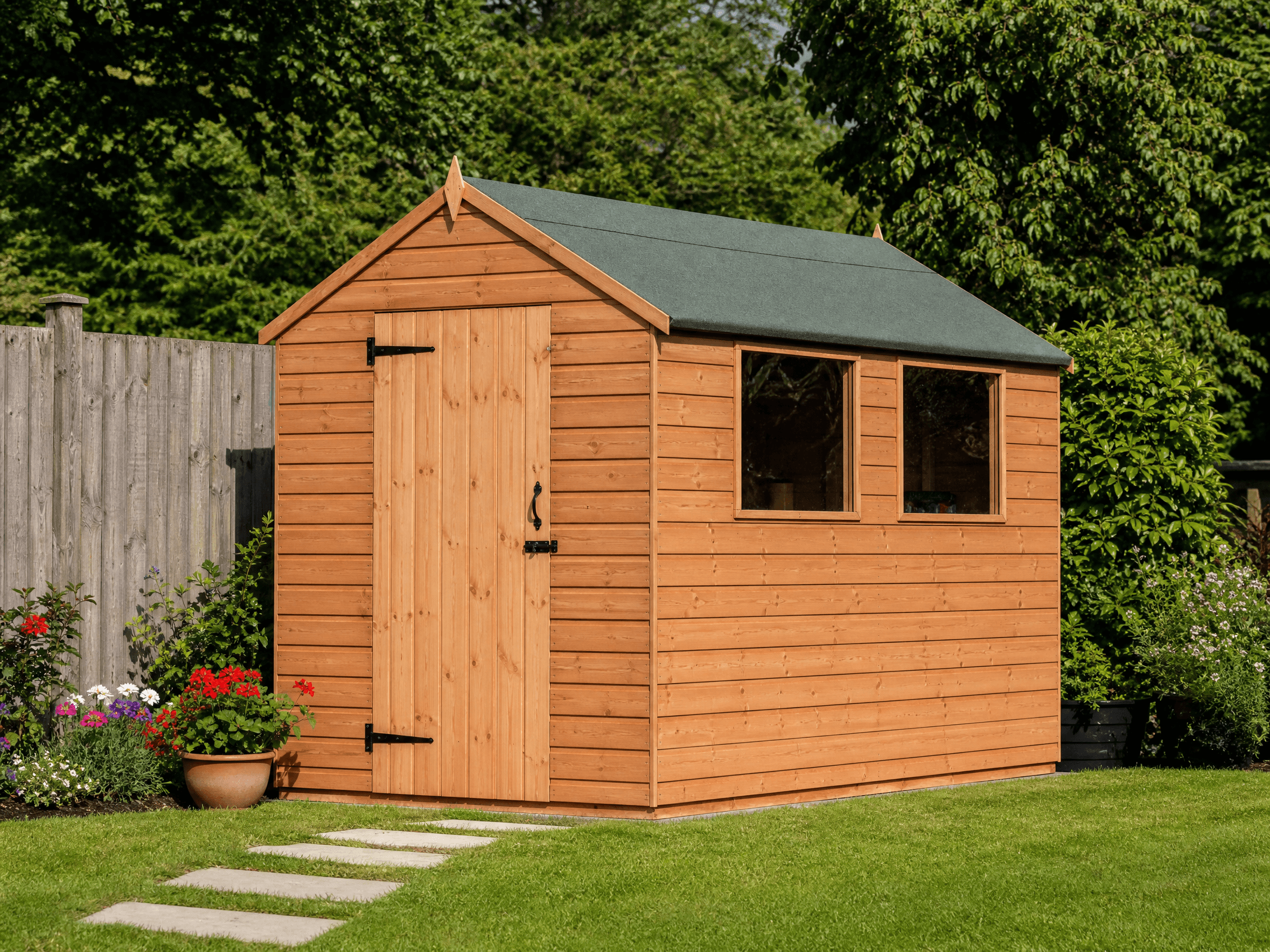 8ft x 6ft Garden Shed, Apex Roof, With Windows